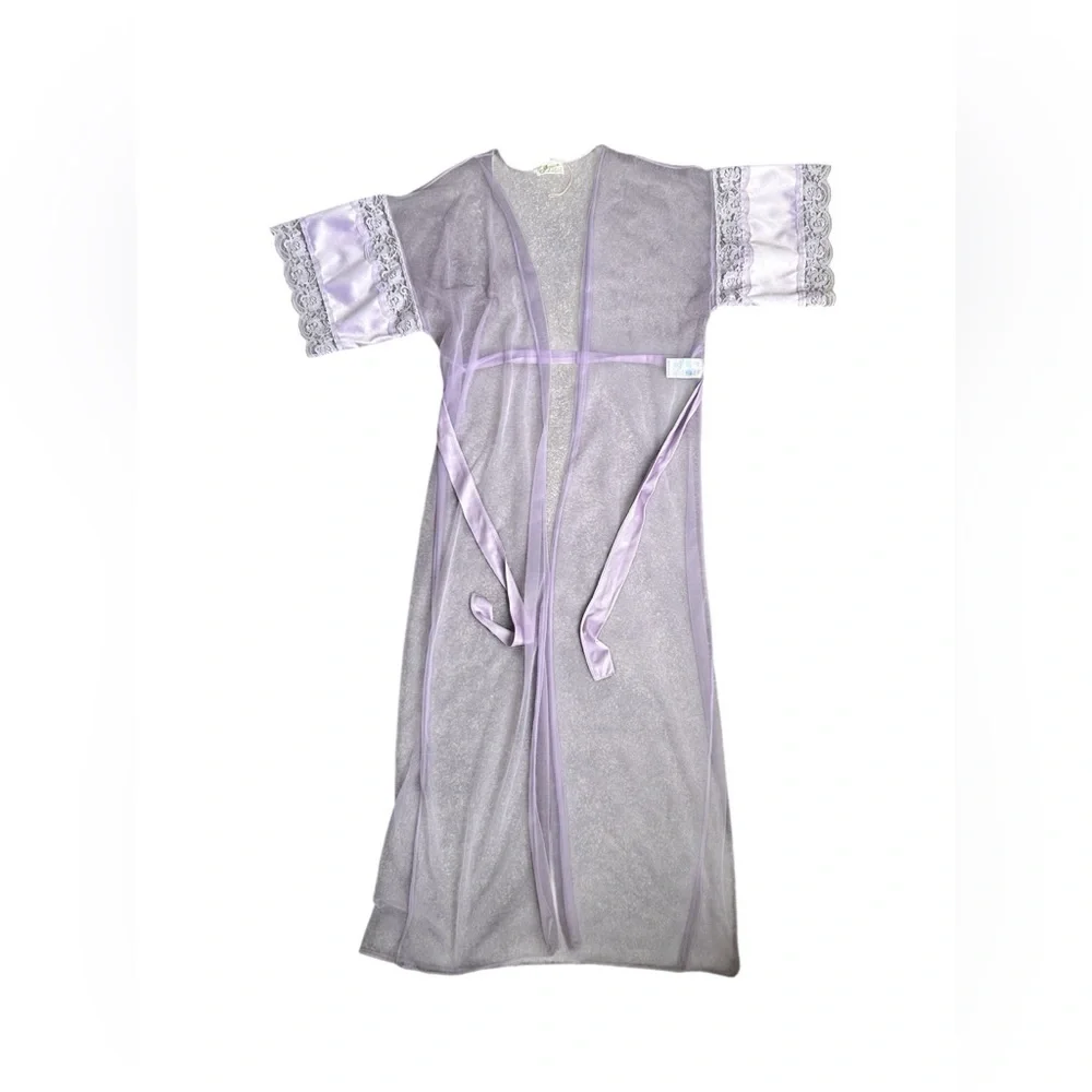 Shannon Lee NWOT Vintage Lavender Lace Sexy Cover Up Vintage size Large - Picture 4 of 10